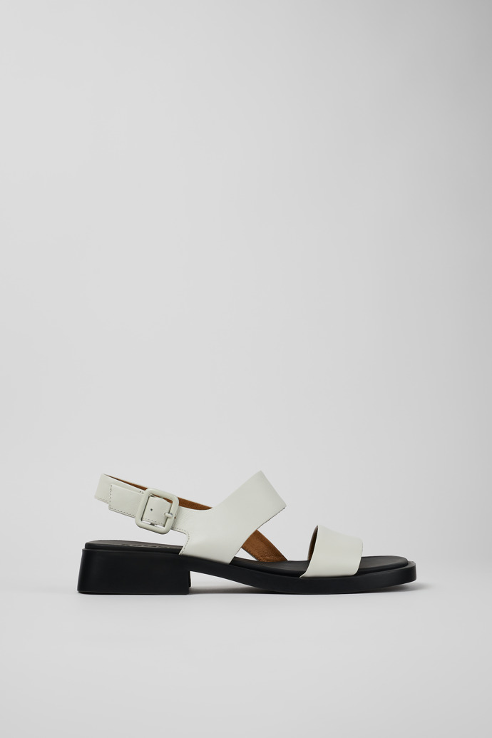Image of Side view of Dana White Leather 2-Strap Sandal for Women