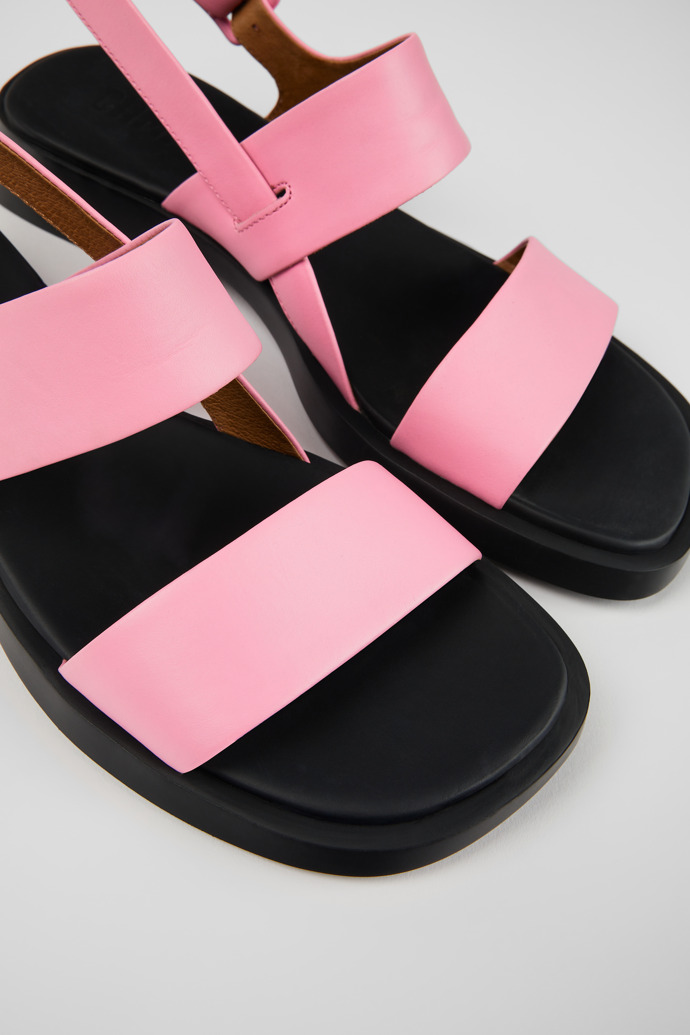 Close-up view of Dana Pink Leather 2-Strap Sandal for Women