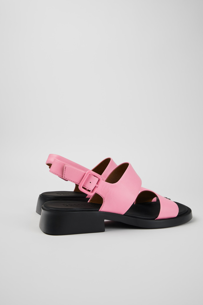 Back view of Dana Pink Leather 2-Strap Sandal for Women