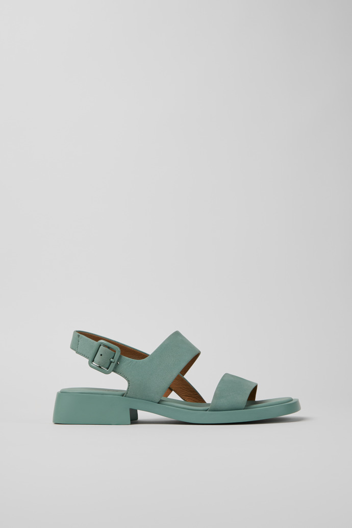 Side view of Dana Green Nubuck Sandals for Women.