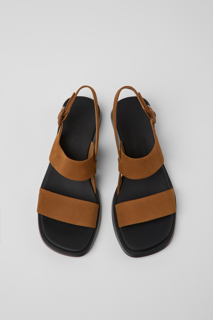 Overhead view of Dana Brown Nubuck Sandals for Women.