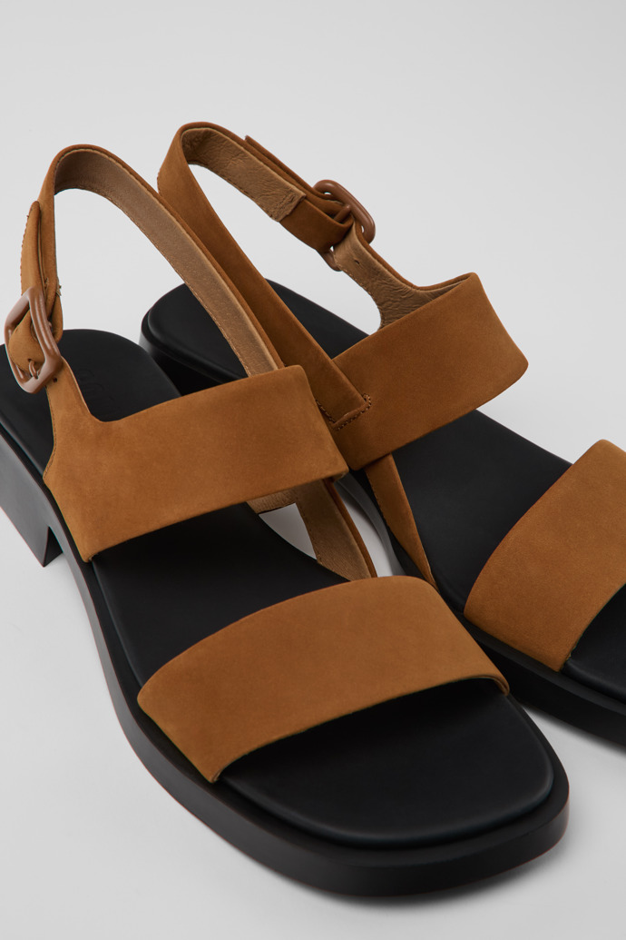 Close-up view of Dana Brown Nubuck Sandals for Women.