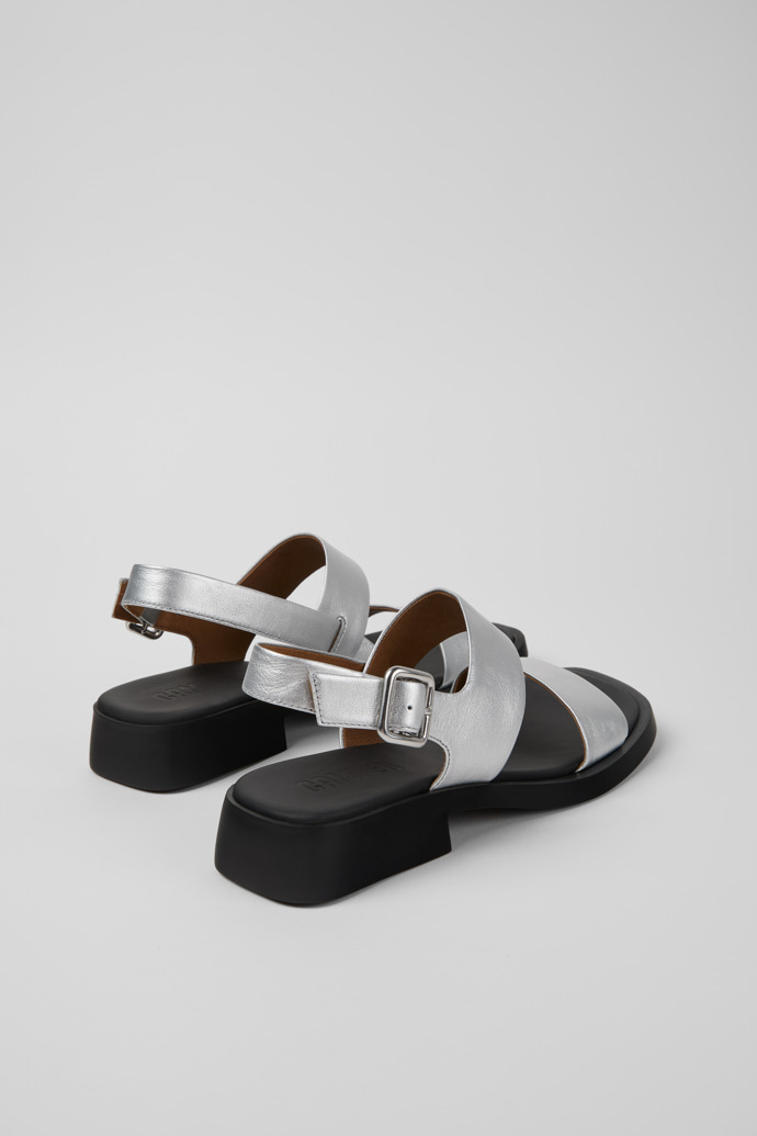 Back view of Dana Gray Leather Sandals for Women.