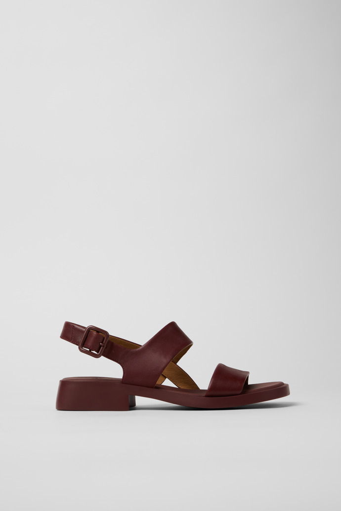 Side view of Dana Burgundy Leather Sandals for Women.