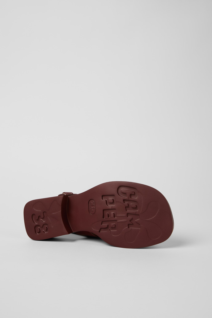 The soles of Dana Burgundy Leather Sandals for Women.