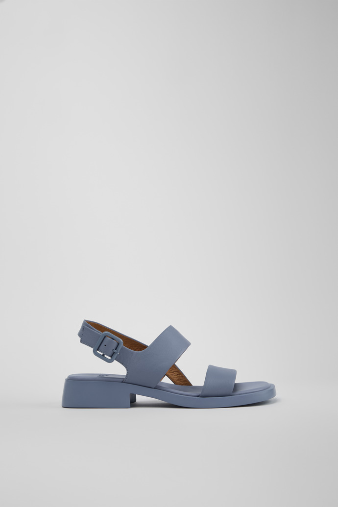 Side view of Dana Blue Leather Sandals for Women.