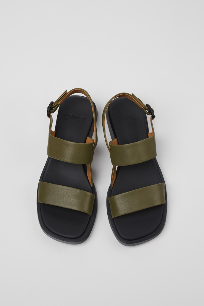 Dana Sandalias de piel verde para mujer.