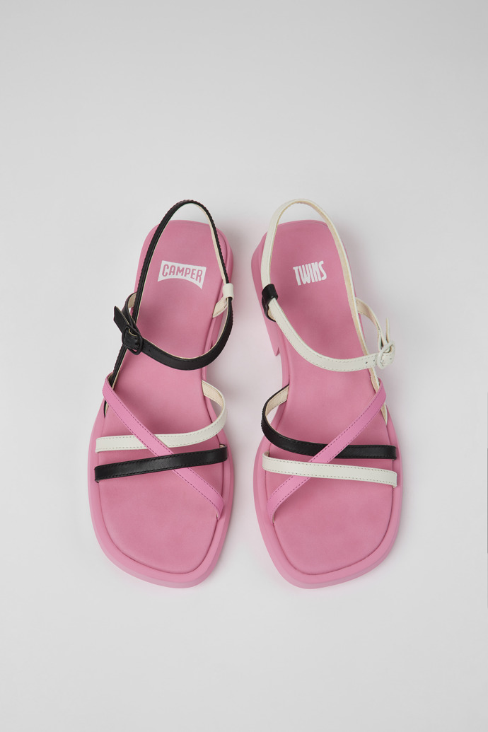 Overhead view of Twins Multicolored leather sandals for women