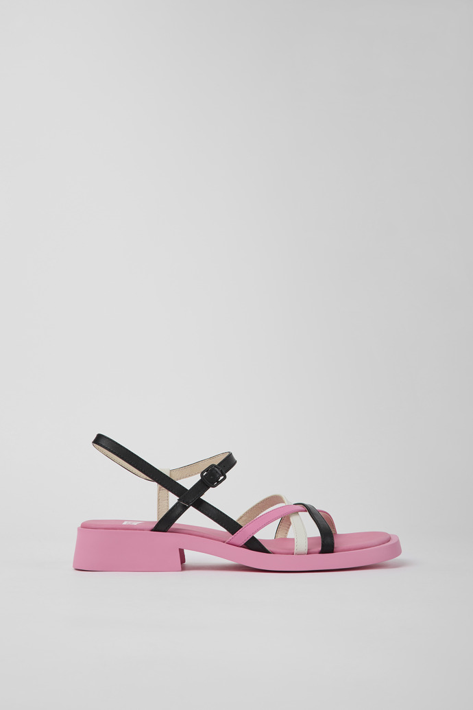 Side view of Twins Multicolored leather sandals for women