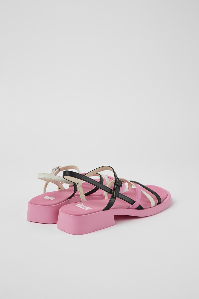 Back view of Twins Multicolored leather sandals for women