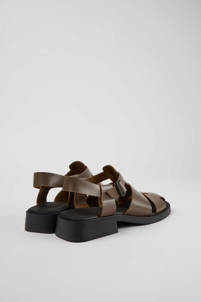 Back view of Dana Brown leather sandals for women