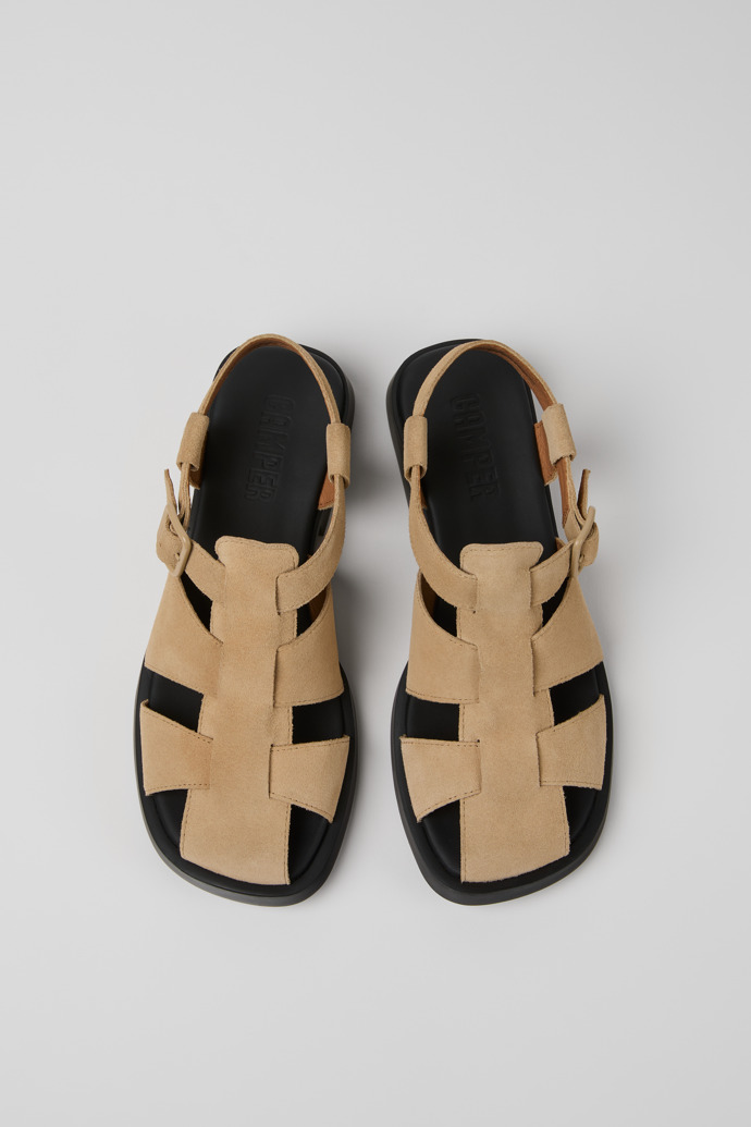 Overhead view of Dana Beige Nubuck Sandals for Women.