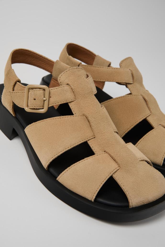 Close-up view of Dana Beige Nubuck Sandals for Women.