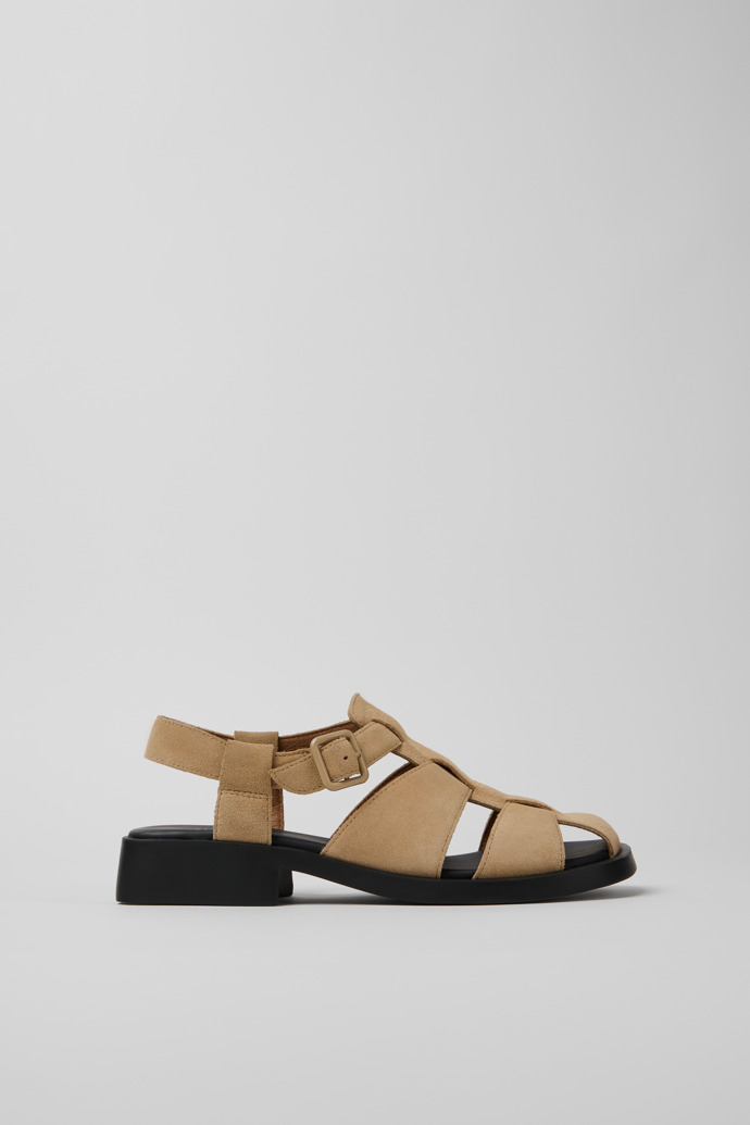 Side view of Dana Beige Nubuck Sandals for Women.