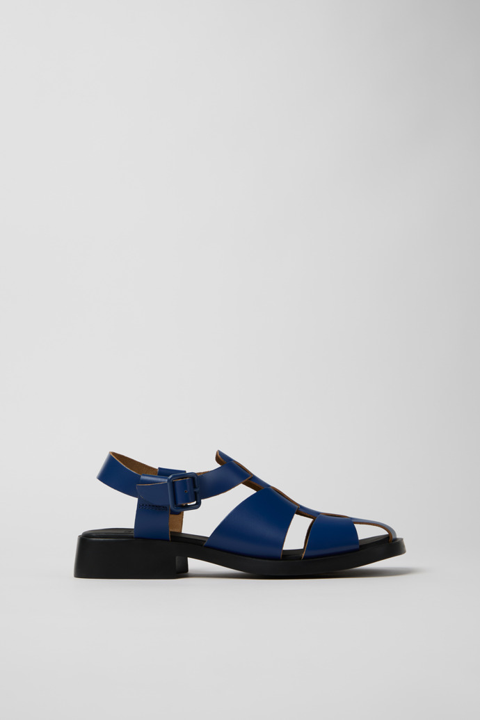 Side view of Dana Blue Leather Sandals for Women.