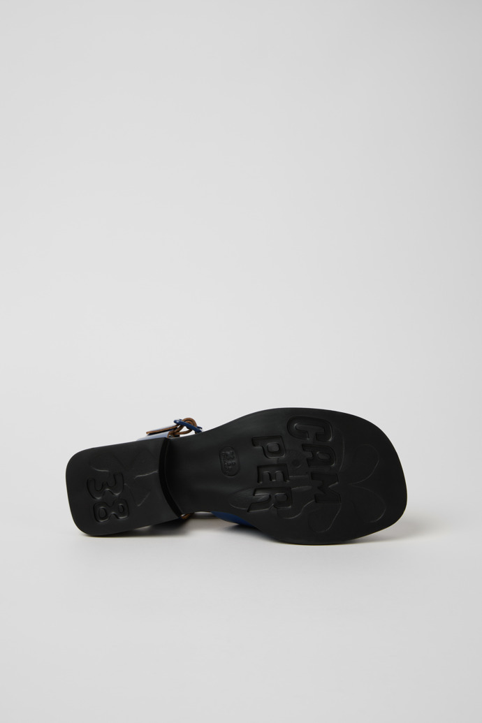 The soles of Dana Blue Leather Sandals for Women.