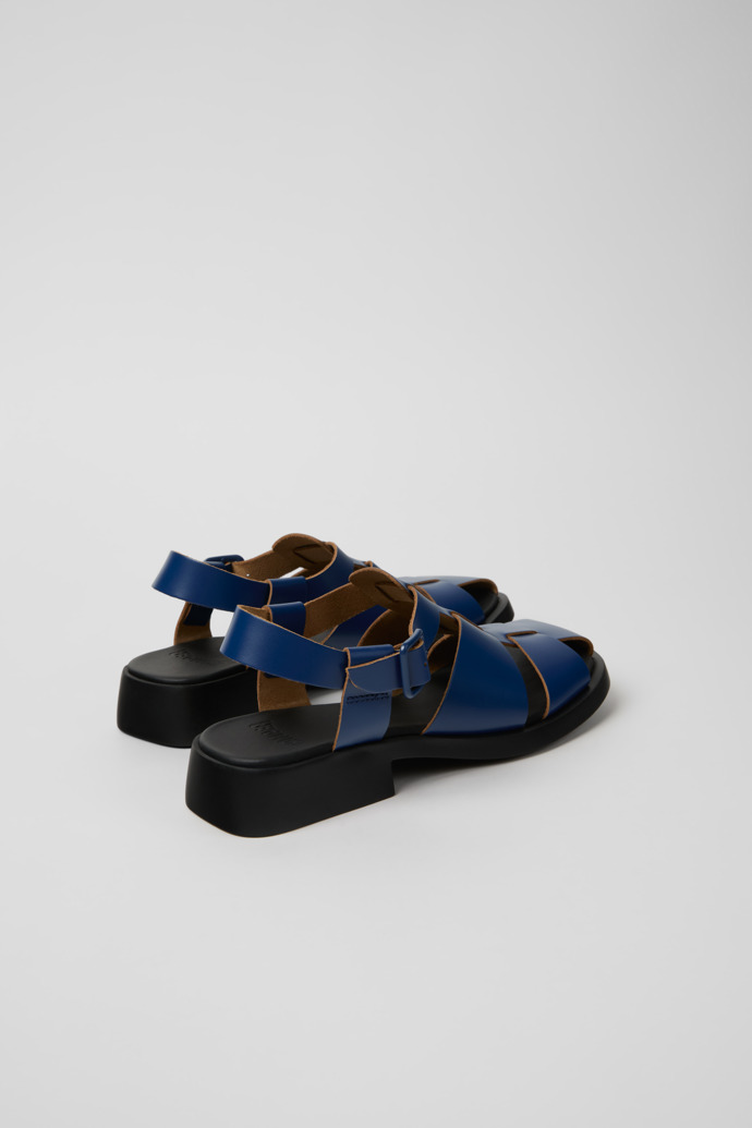 Back view of Dana Blue Leather Sandals for Women.