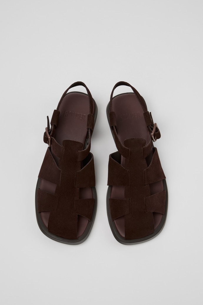 Overhead view of Dana Brown Suede Sandals for Women.