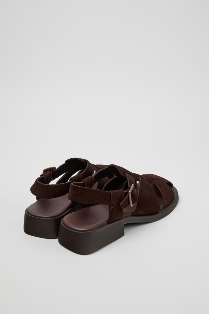 Back view of Dana Brown Suede Sandals for Women.
