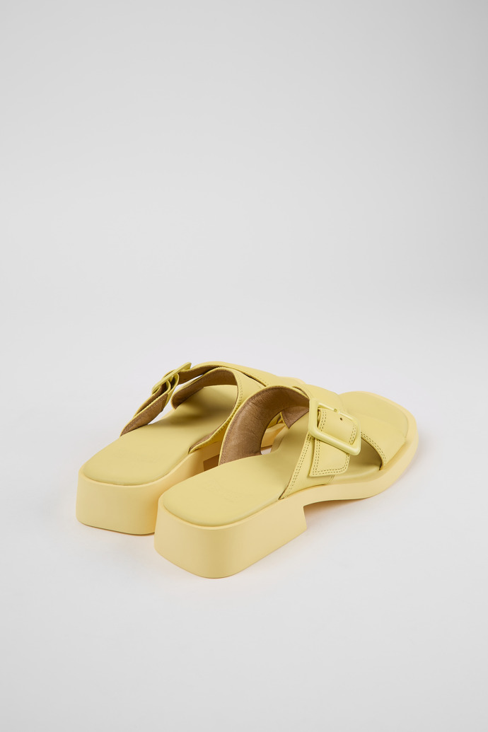 Back view of Dana Yellow leather sandals for women