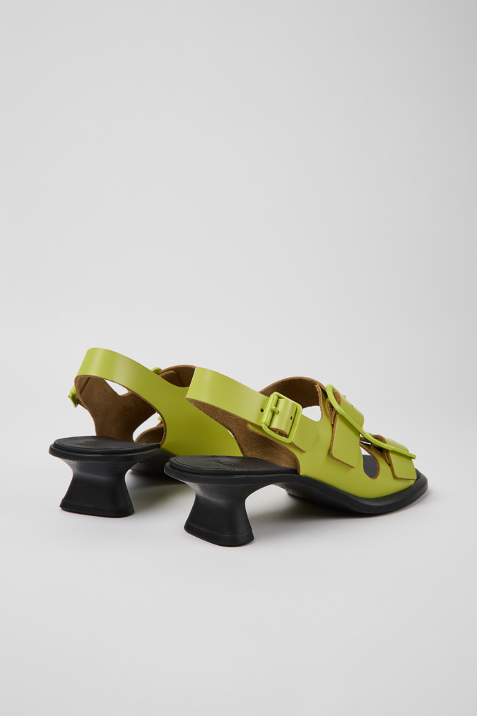 Back view of Dina Green leather sandals for women