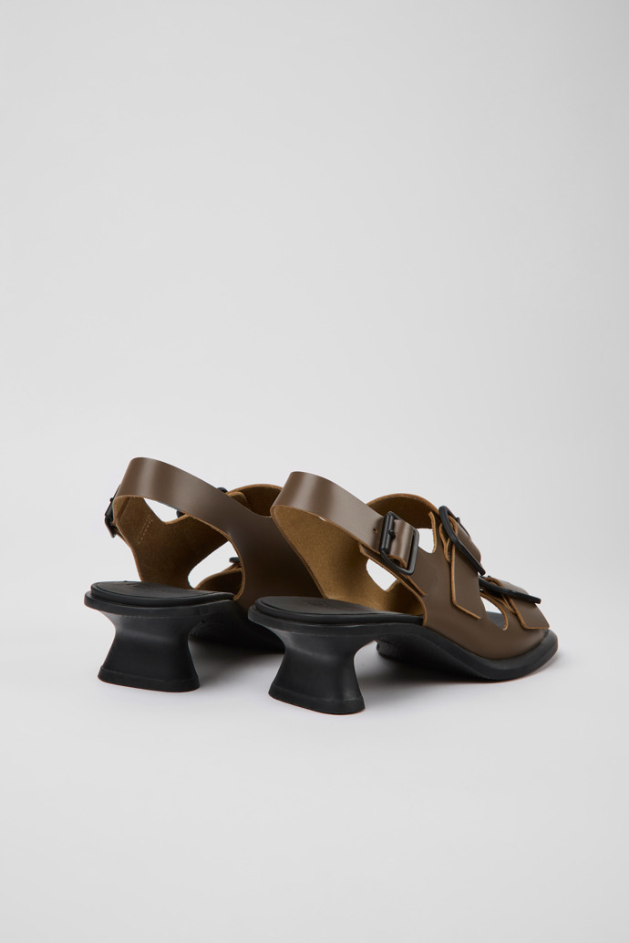 Back view of Dina Brown leather sandals for women