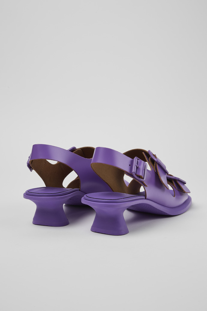 Back view of Dina Purple Leather 2-Strap Sandal for Women