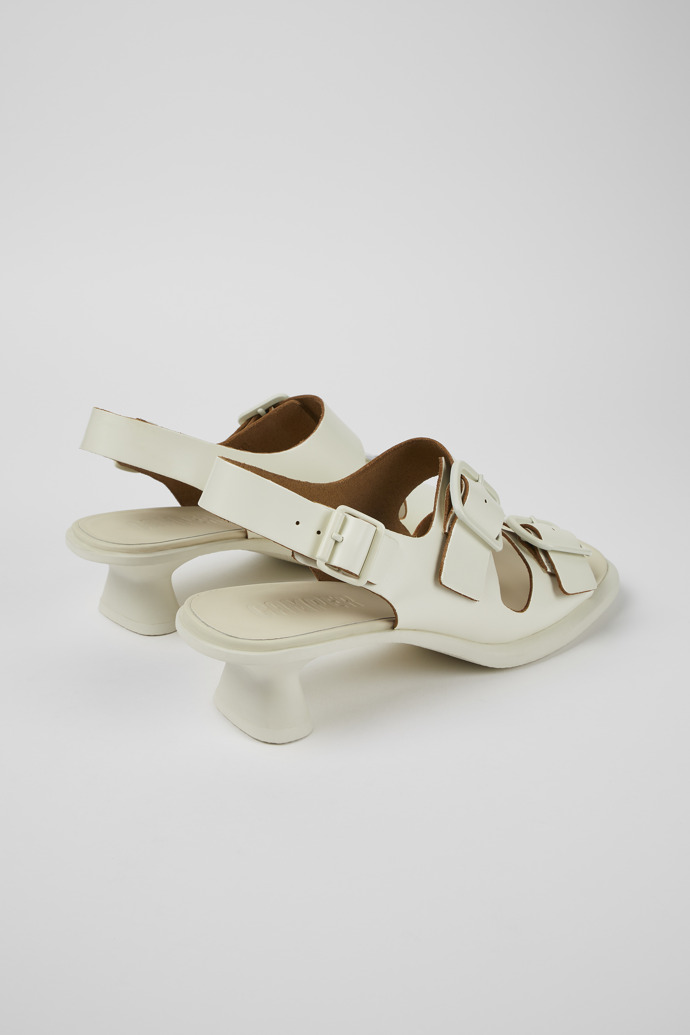 Back view of Dina White Leather 2-Strap Sandal for Women