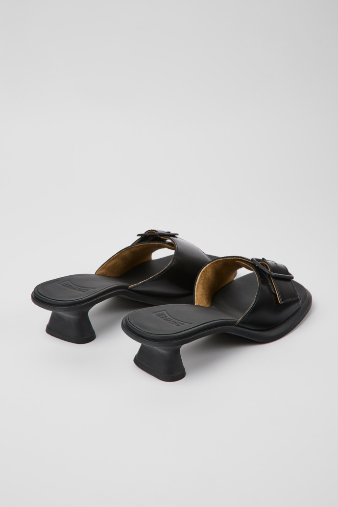 Back view of Dina Black leather sandals for women