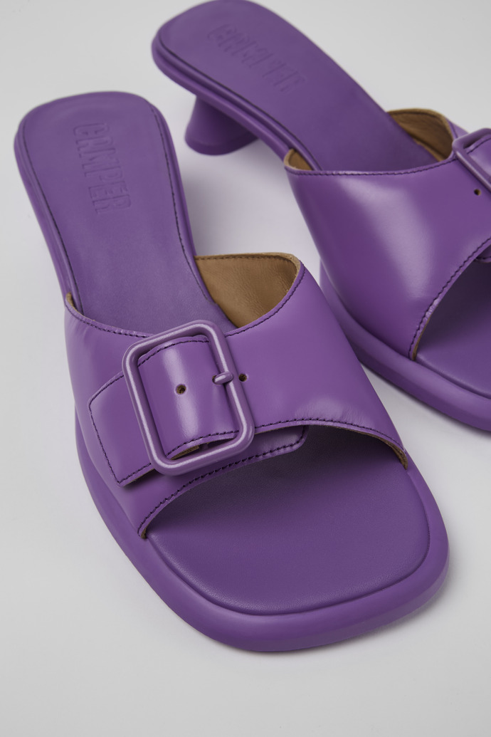 Close-up view of Dina Purple Leather Sandal for Women