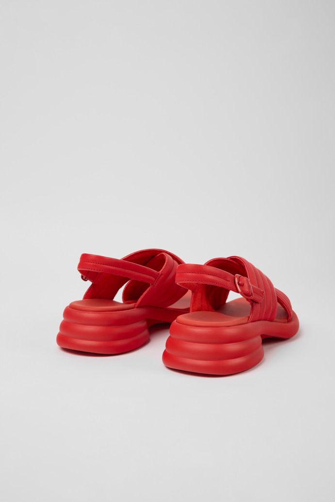Back view of Spiro Red leather sandals for women
