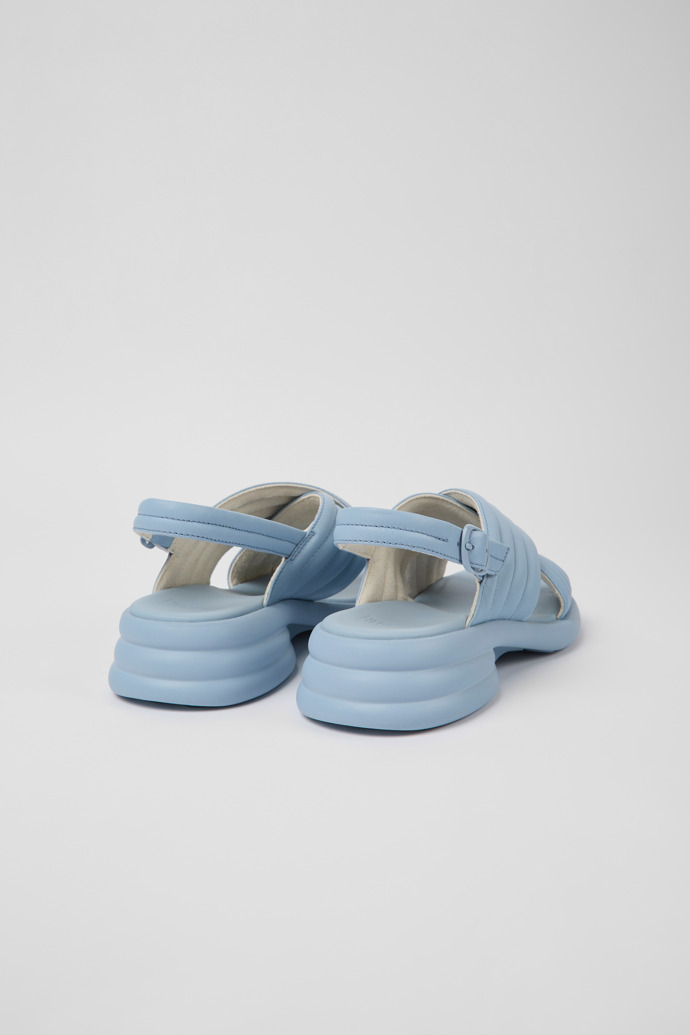 Back view of Spiro Blue leather sandals for women