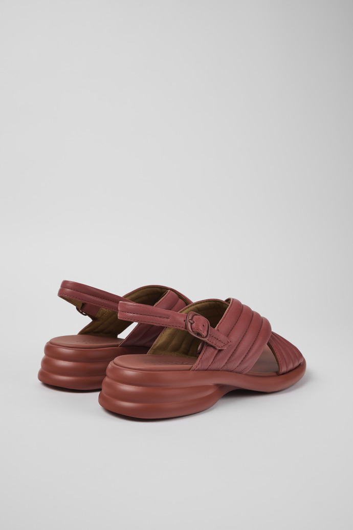 Back view of Spiro Red Leather Cross-strap Sandal for Women
