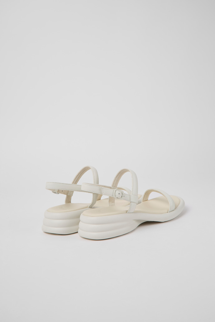 Back view of Spiro White leather sandals for women