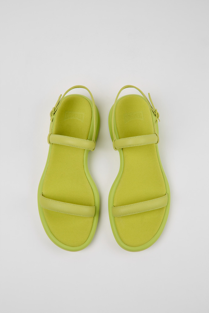 Overhead view of Spiro Green leather sandals for women