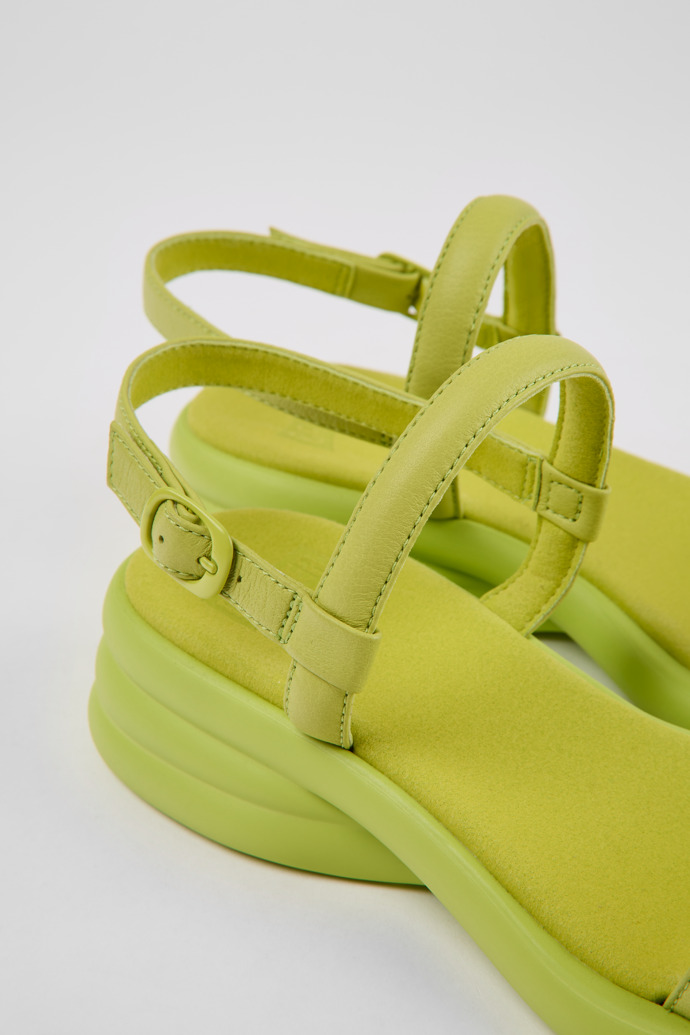 Close-up view of Spiro Green leather sandals for women