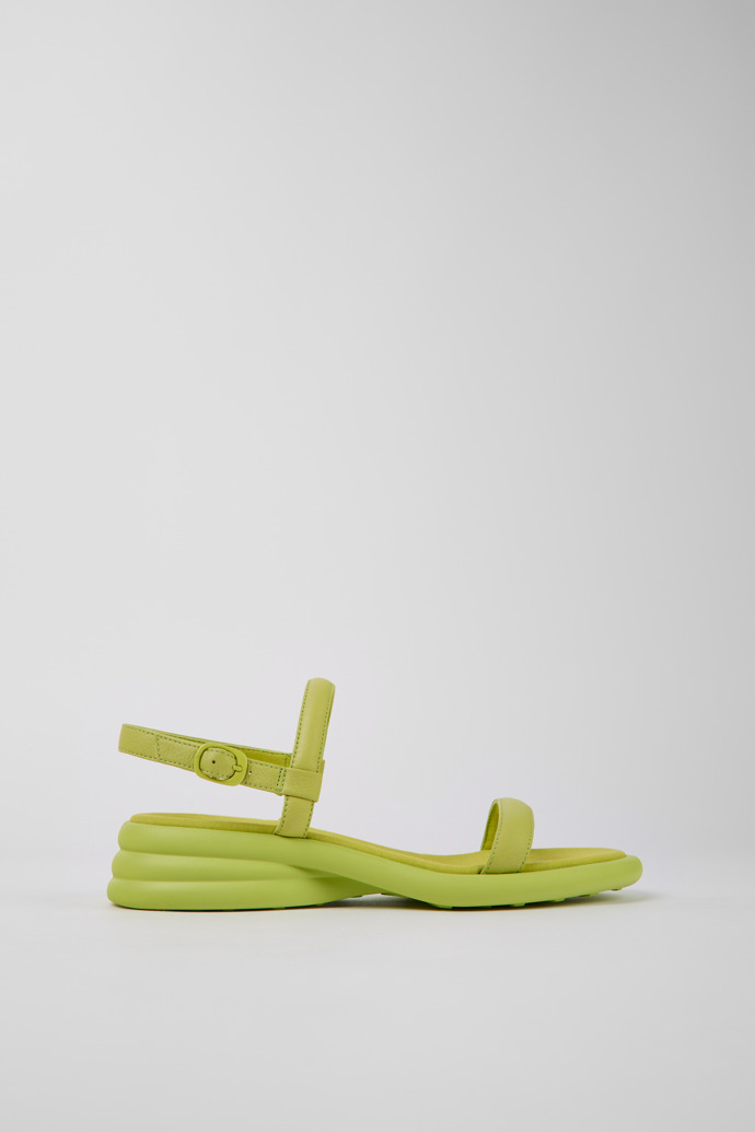 Side view of Spiro Green leather sandals for women