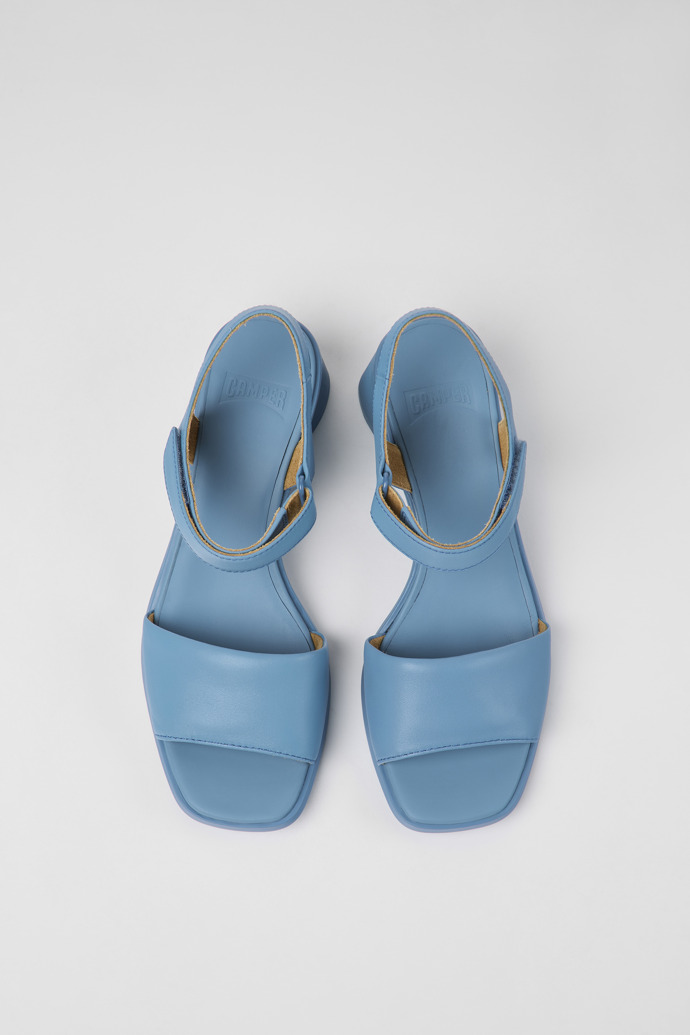 Overhead view of Kiara Blue leather sandals for women