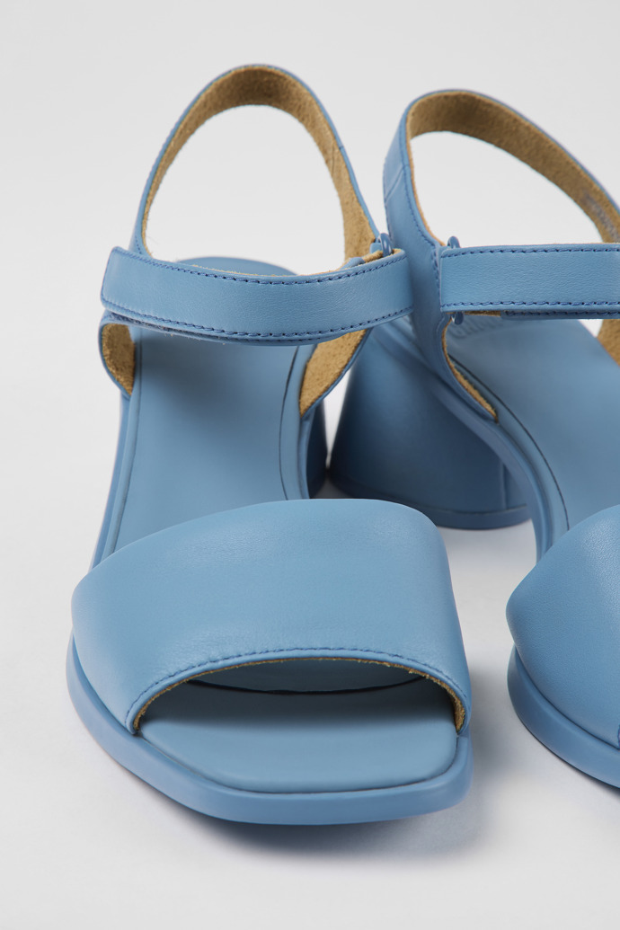 Close-up view of Kiara Blue leather sandals for women
