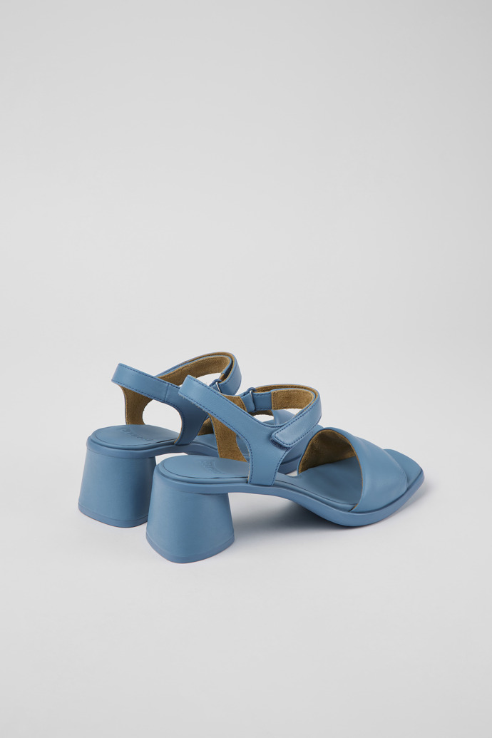 Back view of Kiara Blue leather sandals for women