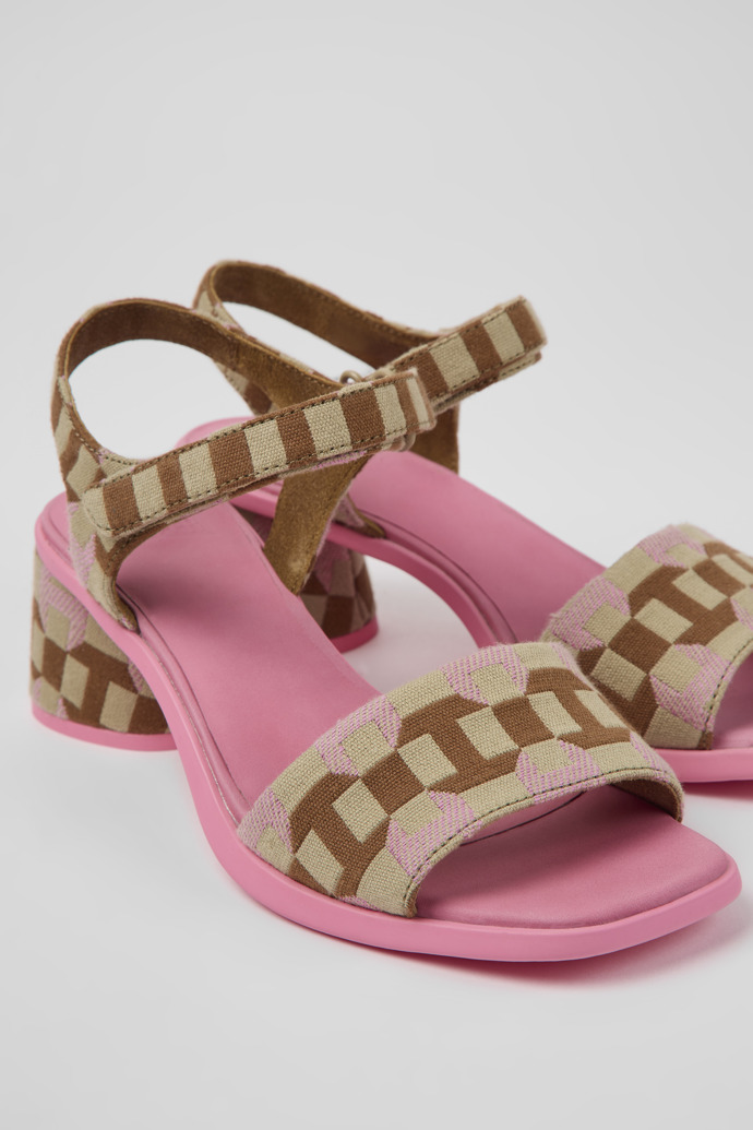 Close-up view of Kiara Multicolored organic cotton sandals for women