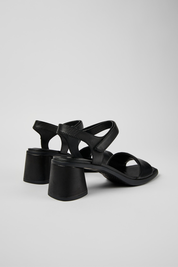 Back view of Kiara Black Leather Sandal for Women