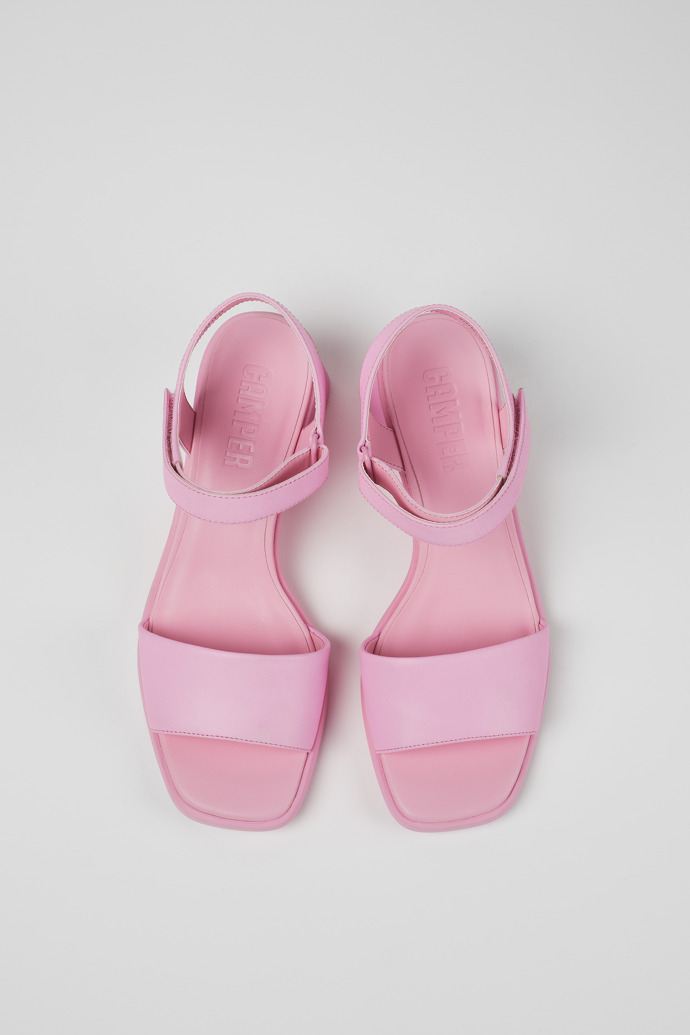 Overhead view of Kiara Pink Leather Sandal for Women