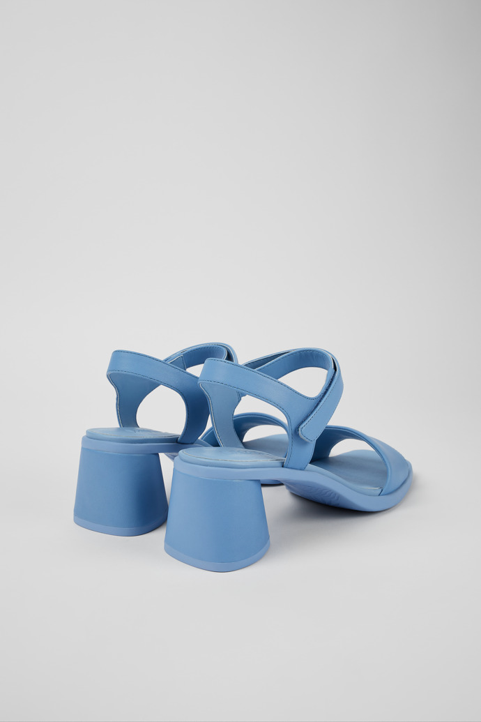Back view of Kiara Blue Leather Heeled Sandal for Women