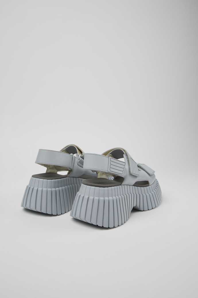 Back view of BCN Gray Leather 2-Strap Sandal for Women