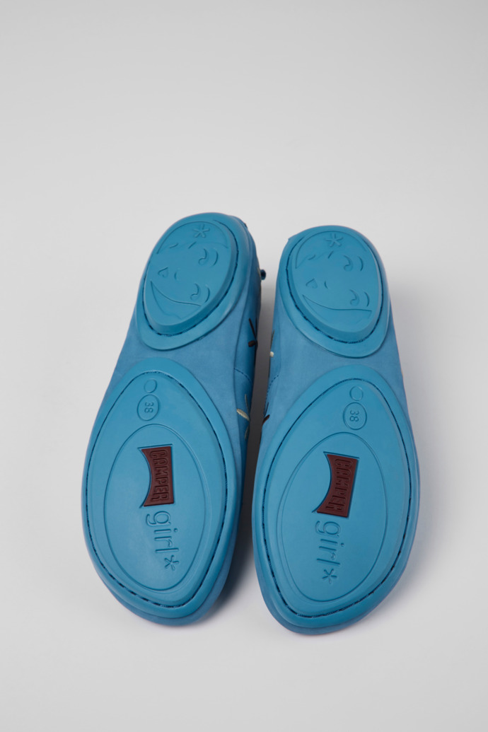 The soles of Twins Blue nubuck ballerinas for women