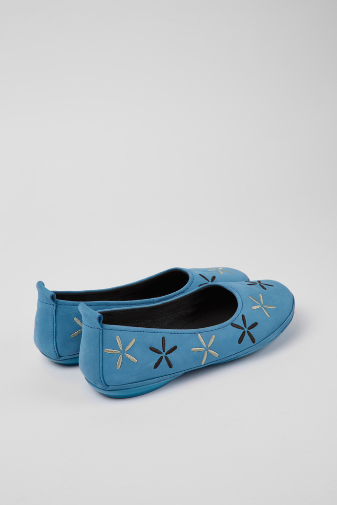 Back view of Twins Blue nubuck ballerinas for women