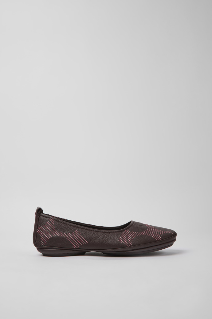 Side view of Twins Multicolored leather ballerinas for women
