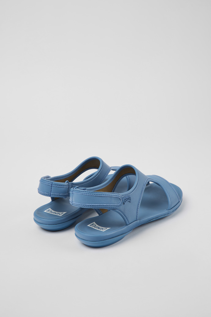 Back view of Right Blue leather sandals for women