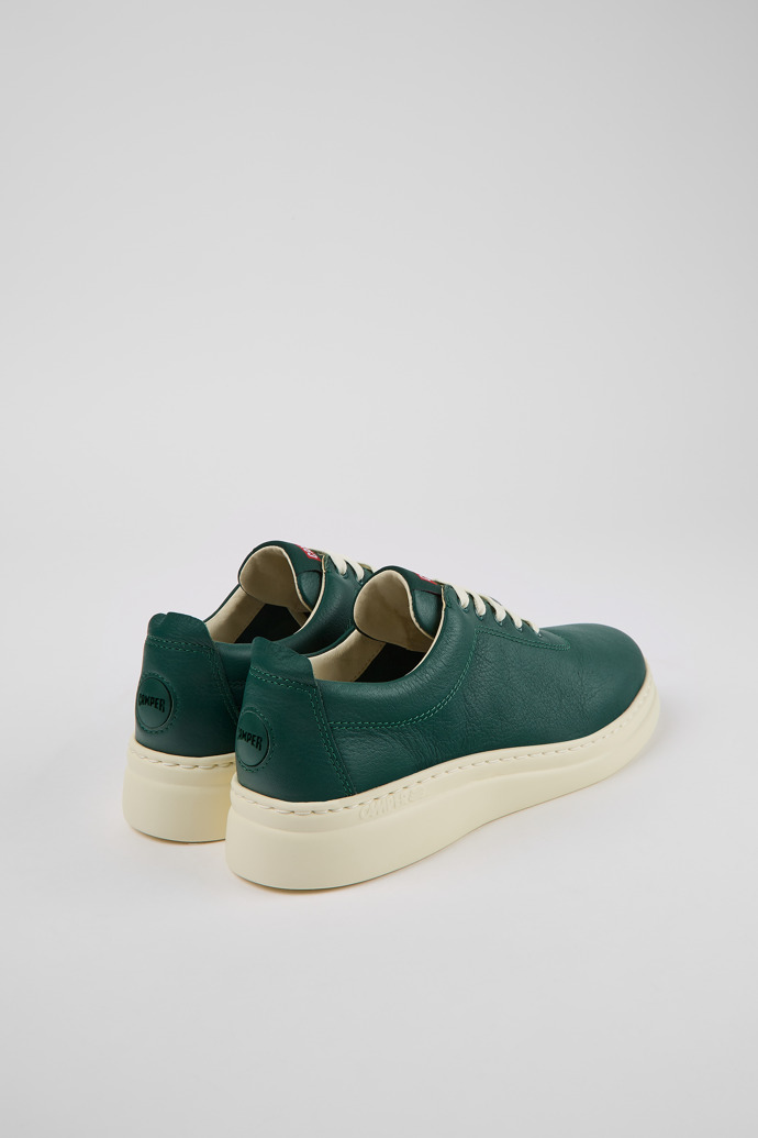 Back view of Runner Up Green leather sneakers for women